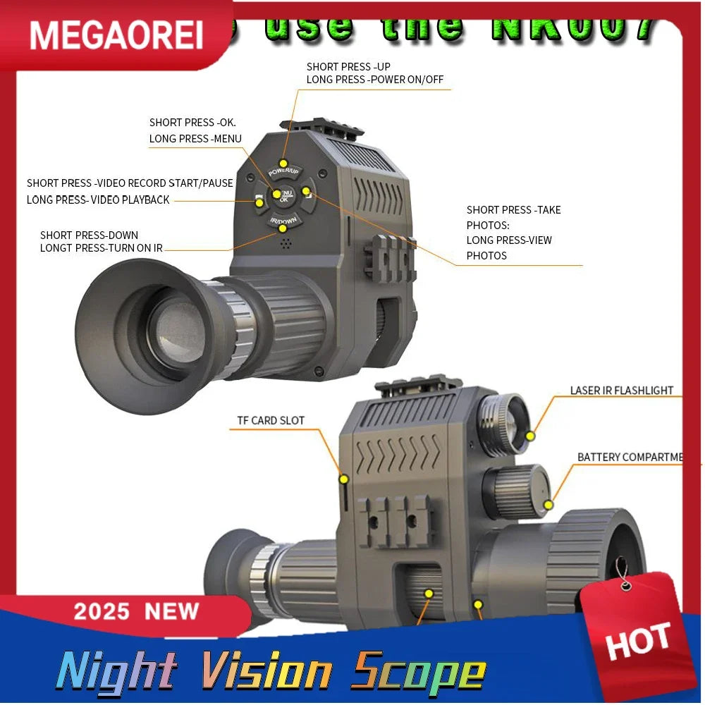 Megaorei NK007 2025 New 1080P Night Hunting Scope Binoculars Hunting Camera Scope For Fishing And Hunting