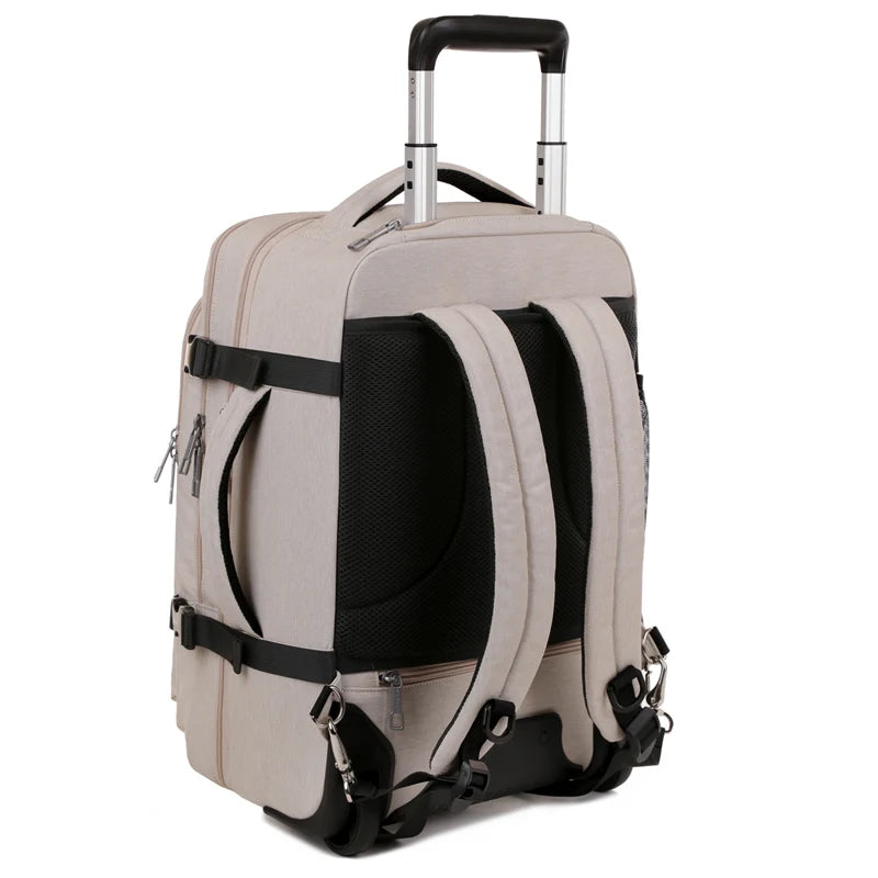 Rolling Backpack Carry On Luggage, Travel Laptop Backpack with Wheels for Men Women, Water Resistant Wheeled Rucksack Bag