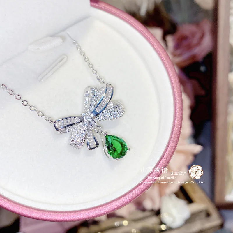 luxury jewelry set for women geometric earrings design bow necklace