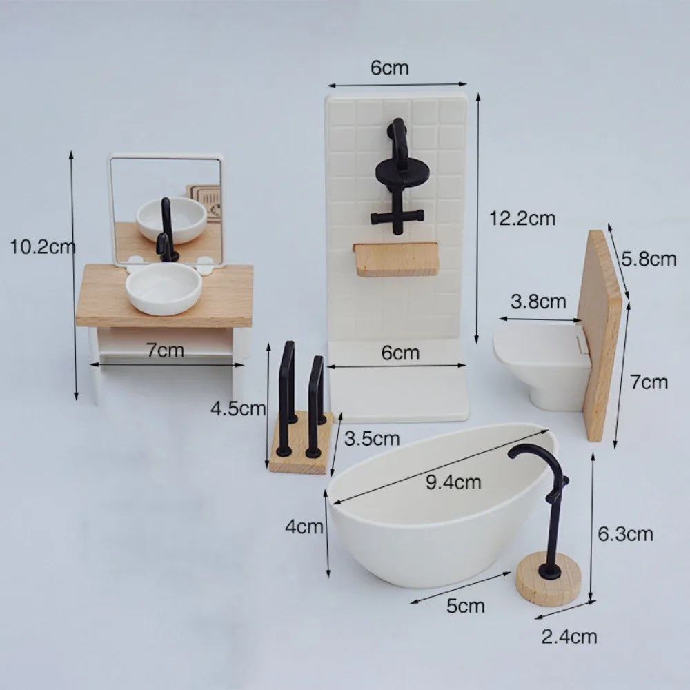 1:12 Dollhouse Simulation Bathroom Toy Simulation White Wash Basin Dollhouse Miniature Bathroom Set Miniature Dollhouse