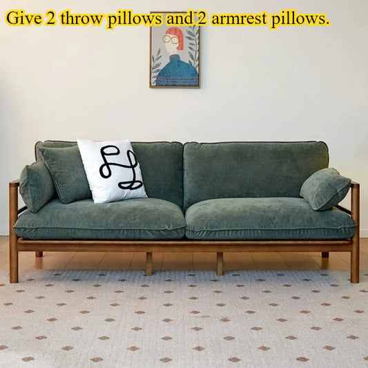 Wood Retro Living Room Sofa Cotton Linen Fabric Designer Homestay Sofa Modern New Simple Washable Canape Salon Home Furniture