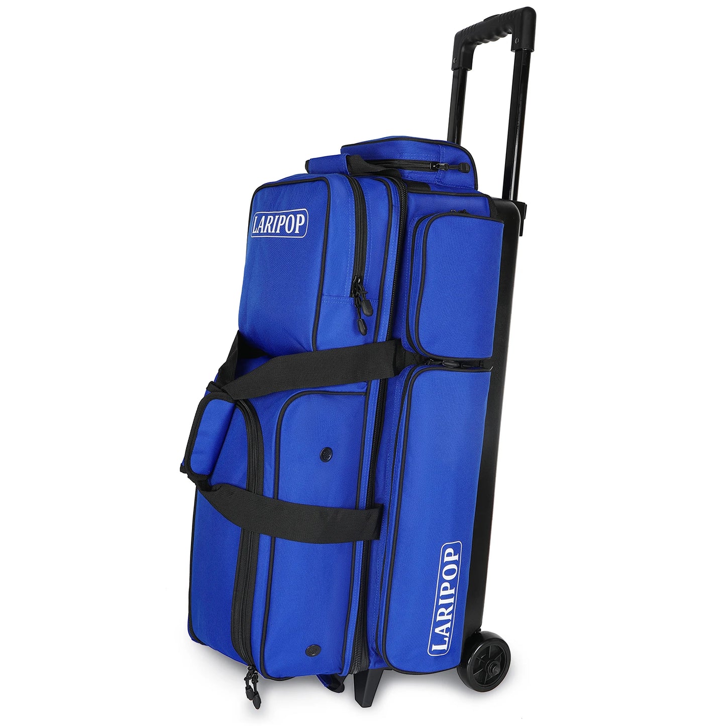 3 Bowling Ball Bag With Wheels - Rolling Bag for Balls & Accessories - Retractable Handle Extends to 38"