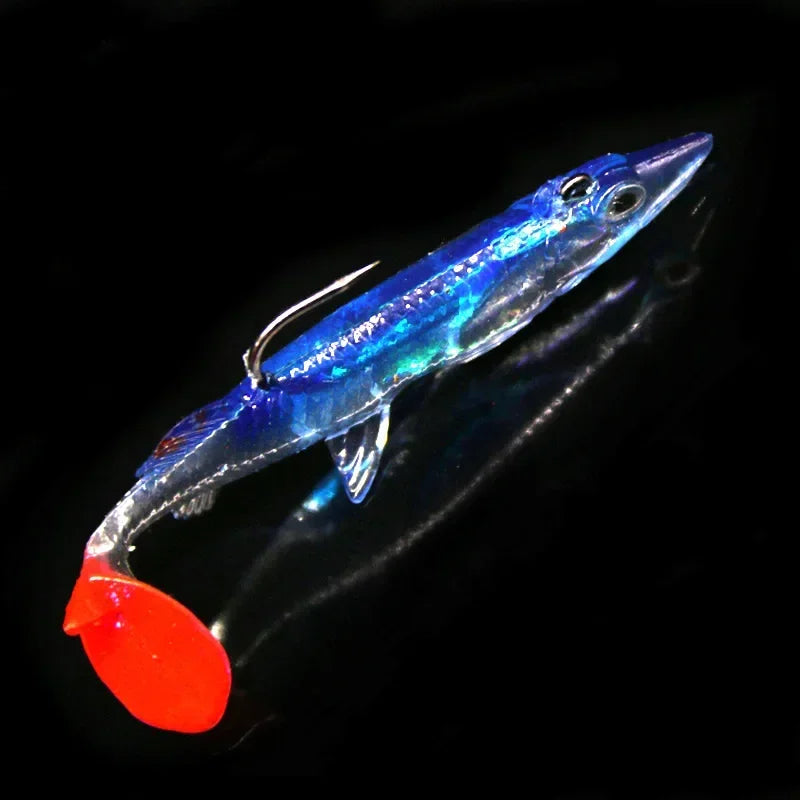 1pcs Sink Fish 8cm 6g soft bait set Fishing lure kit Wobblers jig head Silicone baits lifelike Sea Bass Carp pike long tail