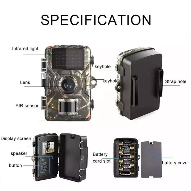 Hunting Trail Camera 16MP 1080P 940nm Infrared Night Vision Motion Activated Trigger Security For Car Theft Prevention Camera