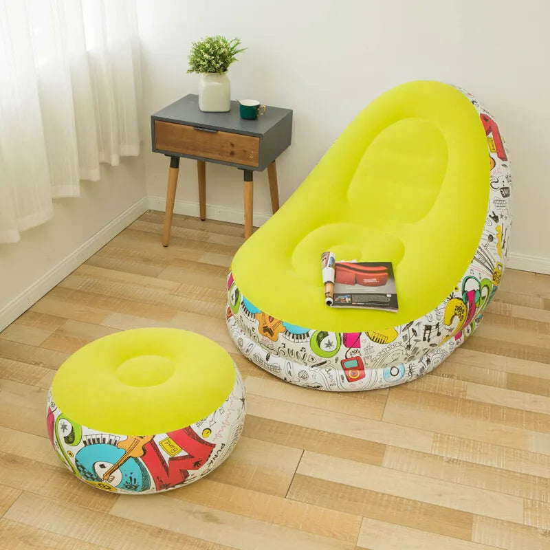 Home Light Luxury Lazy Sofa Comfortable Inflatable Single Flocking Lazy Sofa Set Portable Foldable Recliner Outdoor Sofa Air Bed
