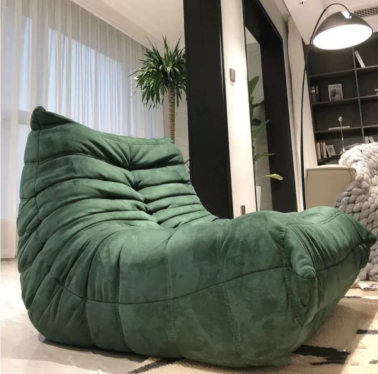 Togo caterpillar sofa balcony leisure bedroom living room reclining sleeping lazy sofa cream wind single recliner