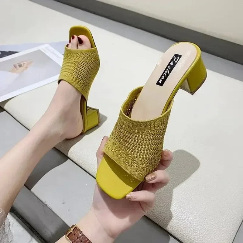 Women Slippers  Closed Toe Comfort Slippers Women Fashion  Outdoor Sandals Women Medium Heel Slippers