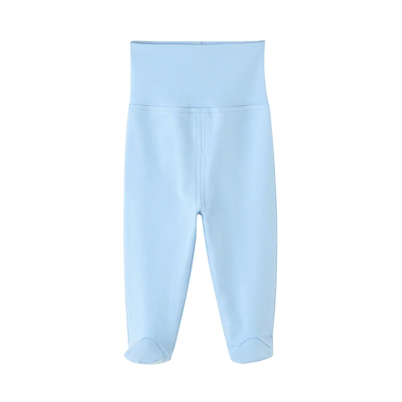 Newborn Baby Pants Boy Girl Cotton Leggings 0 To 12 Months Spring and Autumn High Waist Solid Color Foot Binding Trousers