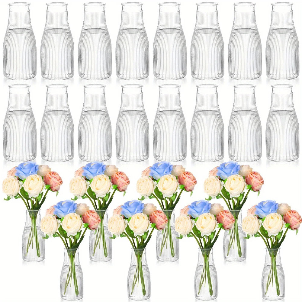 10-Pack Tall Vertical Pattern Vases Transparent Aesthetic Decorative Vases for DIY Florals Flower Arrangement Crafts
