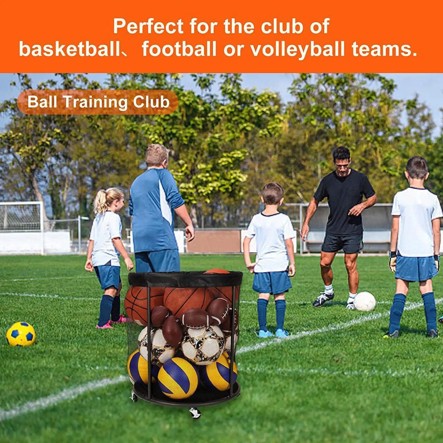 Outdoor Ball Storage Sports Ball Storage Portable Organizer Box  Large Capacity Basket Net for Outside Garage Sports Pool