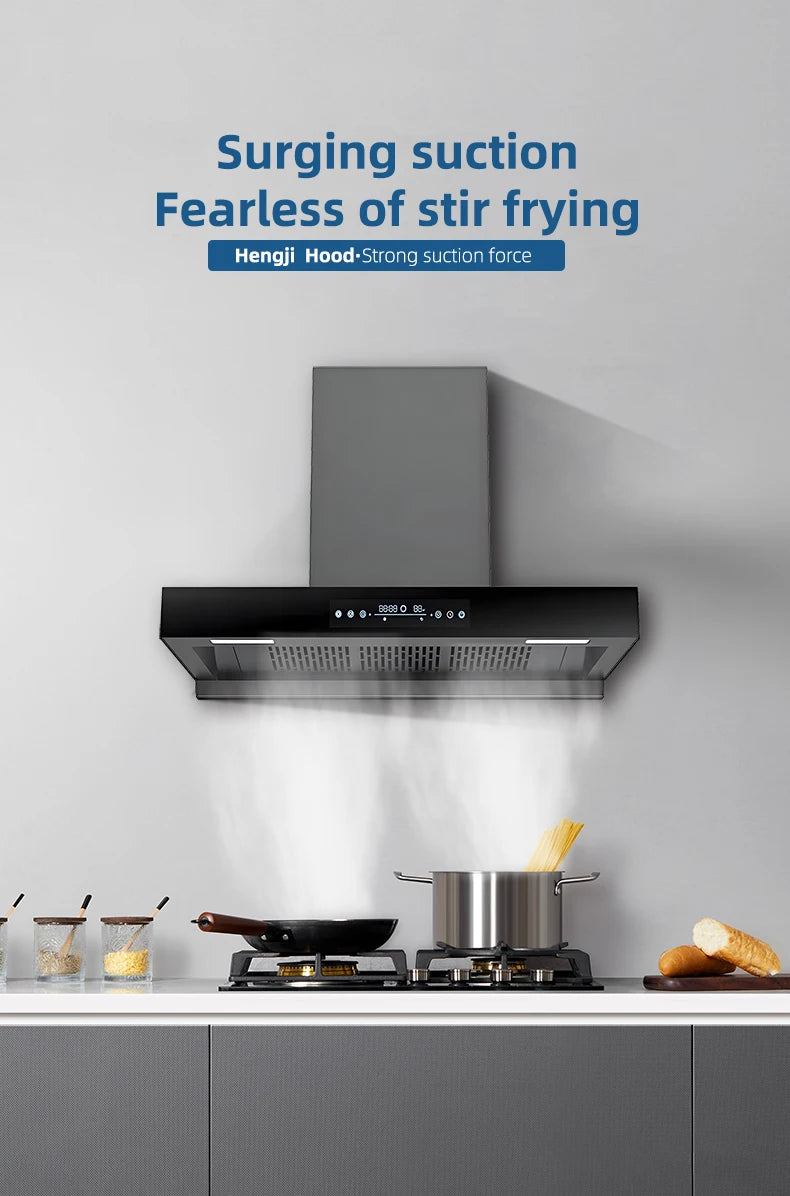 600/700/800/900mm Stainless Steel Chimney Motor Kitchen Extractor Hood Island Range Hood Electric Exhaust Function Household Use